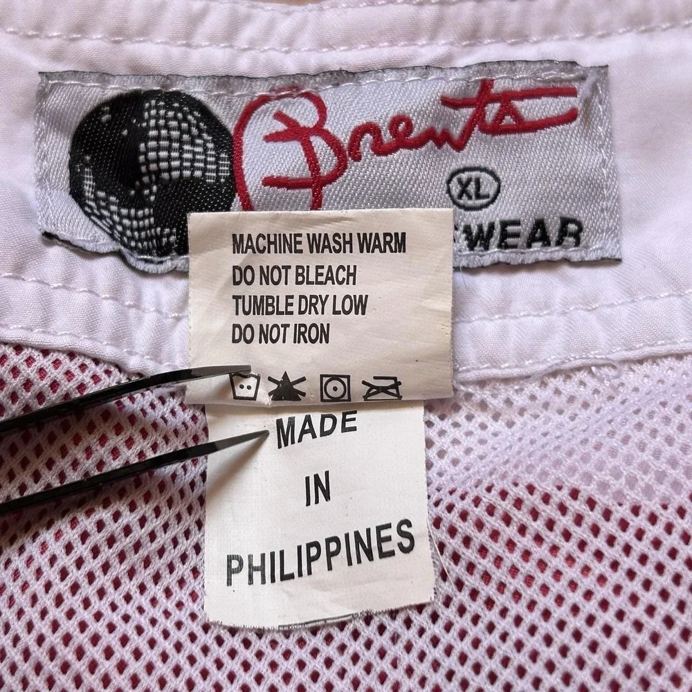 VTG Brents Surf Wear Swim Cargo Board Shorts Mens XL Lined Red Hawaiian Beach